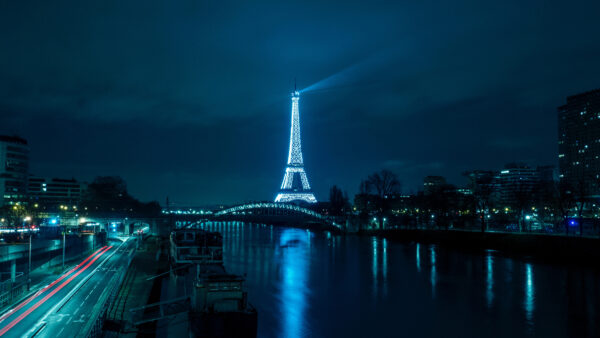Wallpaper Blue, Tower, Travel, During, Lighting, Night, Desktop, Paris, Eiffel, France, Time, Mobile