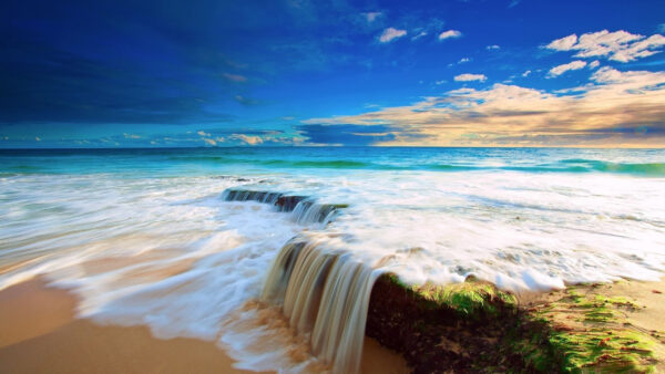 Wallpaper Waves, Nature, Overflowing, Blue, Ocean, Desktop, Under, Front, The, Sky
