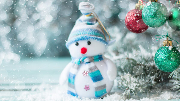 Wallpaper Decoration, Background, Christmas, Desktop, Snowman, Bokeh