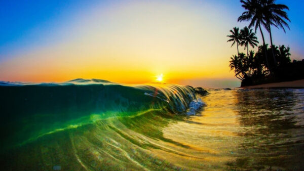 Wallpaper Nature, Waves, Closeup, View, During, Beach, Desktop, Sunset