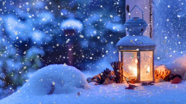 Wallpaper Lantern, Snow, Light, Christmas, Desktop