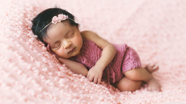 Wallpaper Child, Wearing, Baby, Knitted, Little, Cute, Pink, Woolen, Cloth, Dress, Sleeping