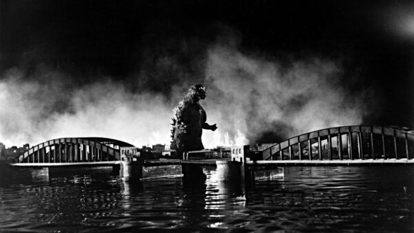 Wallpaper Godzilla, Dark, Near, Smoke, Movies, Fire, Desktop, Bridge, Center, Background, Night