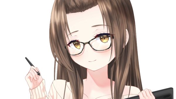 Wallpaper White, Girl, Background, Eyes, Yellow, Black, Hair, Anime, Glasses