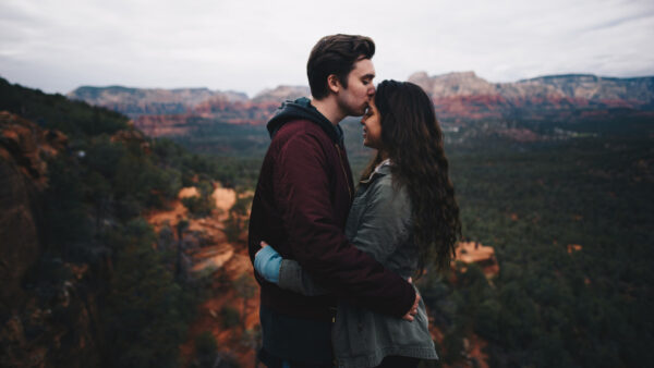 Wallpaper Mountain, Background, Kissing, Forehead, Couple, Hugging