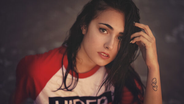 Wallpaper Girl, Dress, Wearing, Girls, Black, Short, Model, Hair, White, Red