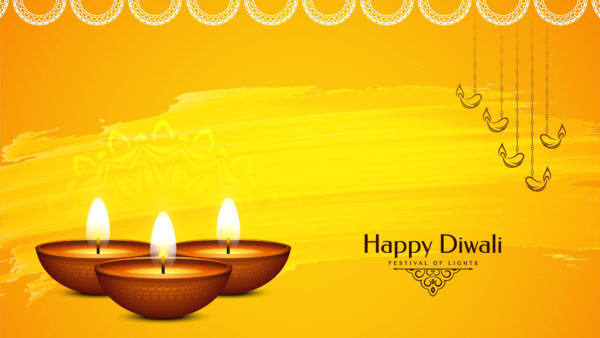 Wallpaper Lights, Festival, Diwali, Background, Yellow, Happy