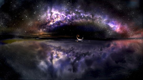 Wallpaper Landscape, Sky, Reflection, Night, Anime, Starry
