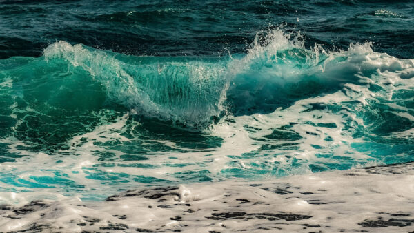 Wallpaper Foam, View, Closeup, Ocean, Blue, Waves, Nature