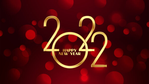 Wallpaper 2022, New, Year, Bokeh, Happy, Red, Glare, Circles, Background