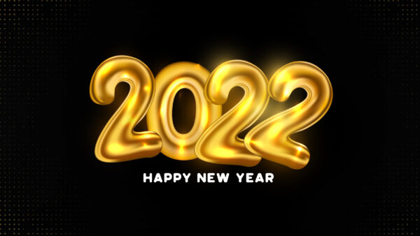 Wallpaper 2022, Happy, Glare, New, Black, Golden, Background, Year