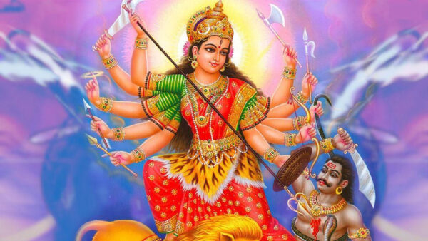 Wallpaper Durga, Weapons, With, God