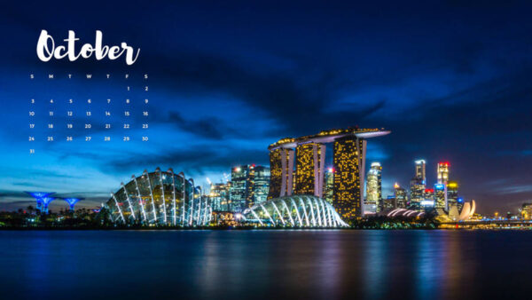 Wallpaper City, Calendar, Colorful, October, Lights, View, Background