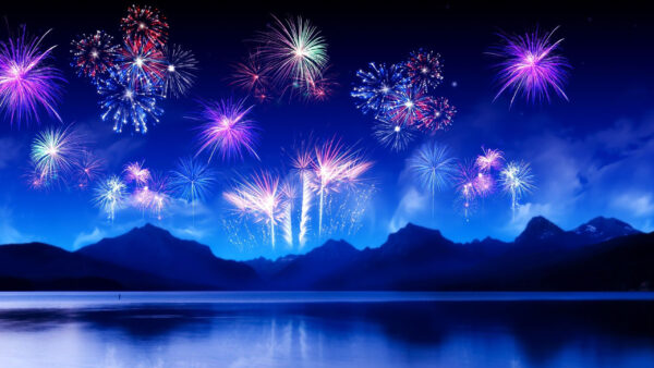 Wallpaper 2021, Mountains, Background, Colorful, Happy, Crackers, Year, New, Sparkling