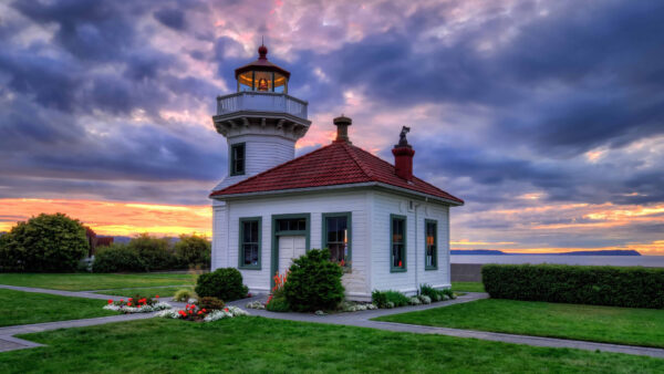 Wallpaper Travel, Sunset, Washington, During, Coast, Lighthouse, Desktop
