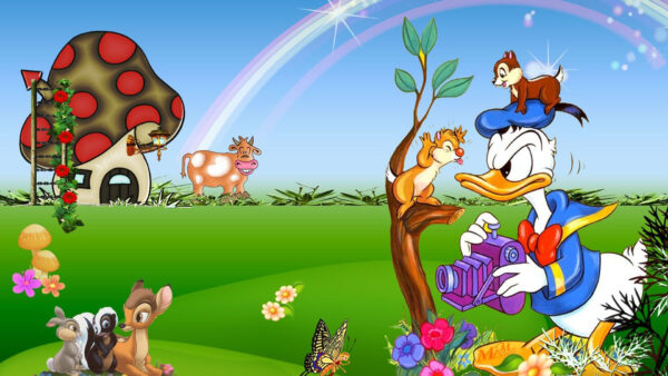 Wallpaper Cartoon, Characters, Rainbow, And