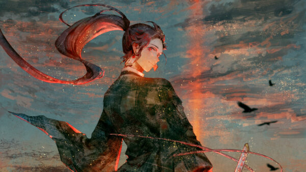 Wallpaper And, Anime-HD, Sky, Tanjiro, Kamado, With, Clouds, Background, Slayer, Sunbeam, Demon