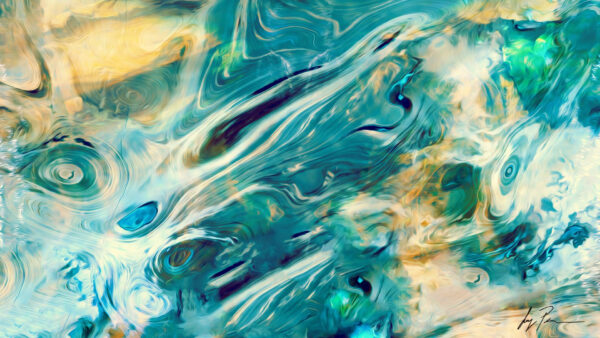 Wallpaper Blue, Green, Teal, Abstract, Painting