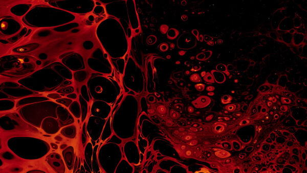 Wallpaper Abstract, Liquid, Bubbles, Black, Stains, Red, Paint