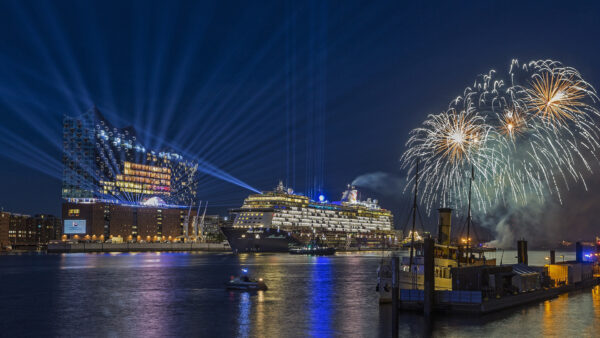 Wallpaper And, Blue, During, Black, Ship, With, Cruise, Nighttime, Light, Side, Fireworks, Desktop, Focusing
