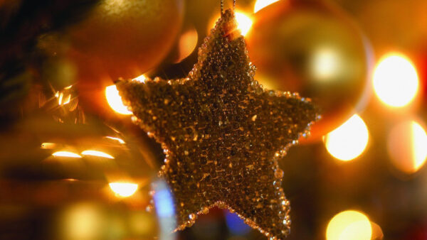 Wallpaper Beads, And, Golden, Lights, Desktop, Christmas, Balls, Star, Background