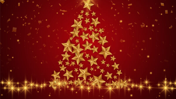 Wallpaper Christmas, Stars, Desktop, Mobile, Glitter, Background, Tree, Red, Golden