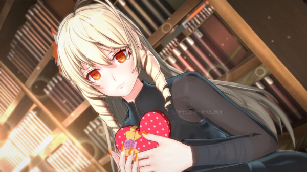 Wallpaper Orange, Dress, Black, Girl, Eyes, Valentine, Heart, Blonde, With, Anime