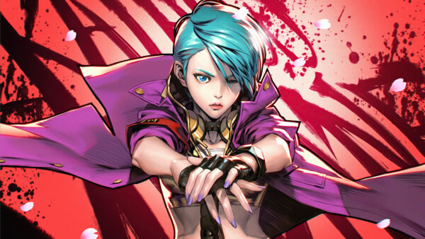 Wallpaper Dress, With, Anime, Girl, Eyes, Hair, Blue, Purple, Background, Red