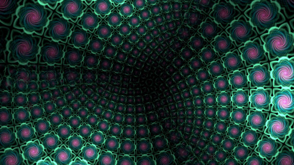 Wallpaper Fractal, Pink, Abstract, Green, Swirl, Pattern, Funnel