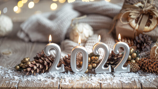 Wallpaper 2022, Bokeh, Background, Candles, Silver, Lights