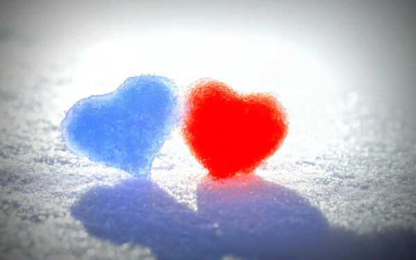 Wallpaper Snow, Blue, Hearts