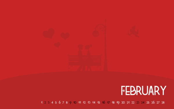 Wallpaper Calendar, February, Valentine