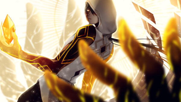 Wallpaper Background, Impact, Zhongli, Fire, Genshin