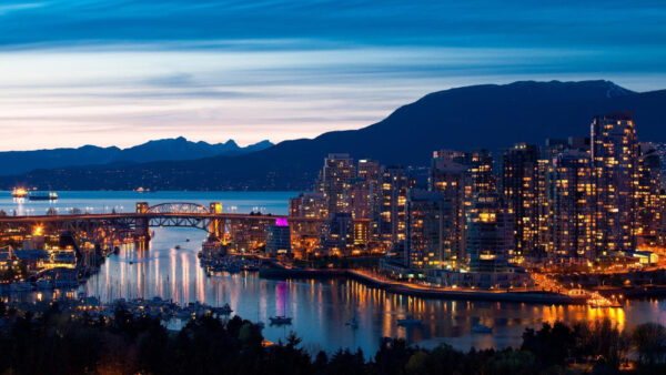 Wallpaper View, During, Lights, Building, With, Nighttime, Vancouver, Landscape, Canada