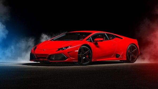 Wallpaper Huracan, Car, Red, Black, Background, Lamborghini