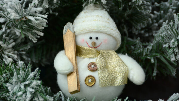 Wallpaper Wooden, Stick, Desktop, Snowman, With, Christmas, Toy