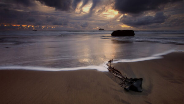 Wallpaper Sky, Cloudy, Sea, Black, Dark, Under, Shore