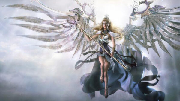 Wallpaper And, Wings, With, White, Angel, Trident, Girl