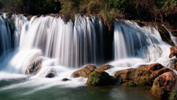 Wallpaper Stones, Beautiful, River, Plants, Nature, Bushes, Waterfalls, Green, Stream