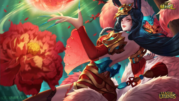 Wallpaper Legends, Art, Ahri, Skin, Fan, League, Princess, Jade