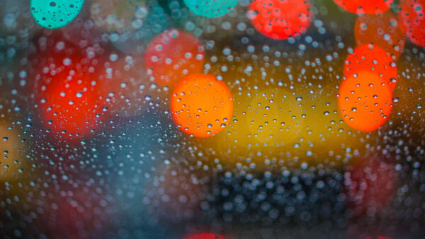 Wallpaper Bokeh, Rain, Drops, Glass