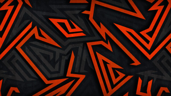 Wallpaper Orange, Art, Pattern, Abstract, Black, Digital, Shapes