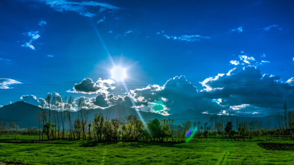 Wallpaper And, Green, Nature, Background, Trees, Grasses, Mountains, Sunrays