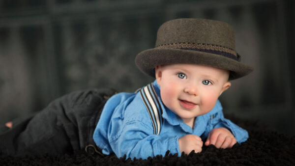 Wallpaper Hat, Little, Dress, Lying, Boy, Down, Wearing, And, Beautiful, Black, Cute, Blue, Cloth, Fur