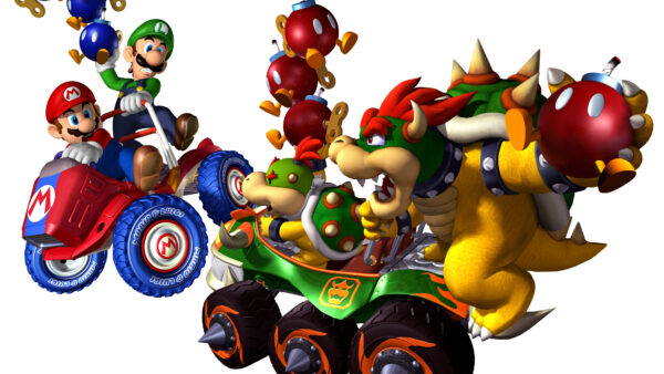 Wallpaper Background, Mario, Hit, White, Games, Veheicle, Another, Vehicle, Luigi, With, Bowser