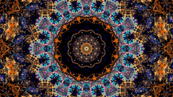 Wallpaper Blue, Abstraction, Art, Orange, Fractal, Pattern, Kaleidoscope, Abstract