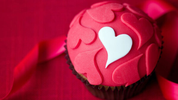 Wallpaper Love, Cake, Red, Hearts, Cup, Shape, White, Background