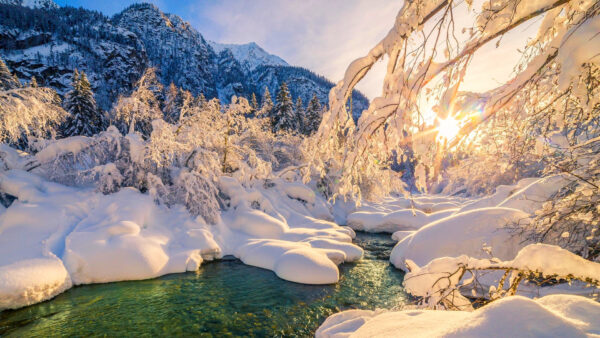 Wallpaper Background, Snow, Nature, Frozen, Mountains, Water