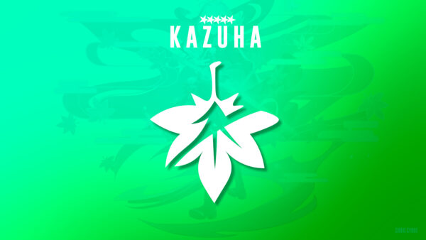 Wallpaper Kazuha, Genshin, Logo, Green, Kaedehara, Background, Impact