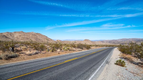 Wallpaper Blue, Bushes, Sand, Sky, Under, Between, Nature, During, Cactuses, Mobile, Desert, Road, Dry, Mountain, Daytime, Desktop